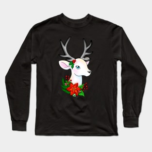 Christmas Reindeer with Silver Antlers Long Sleeve T-Shirt